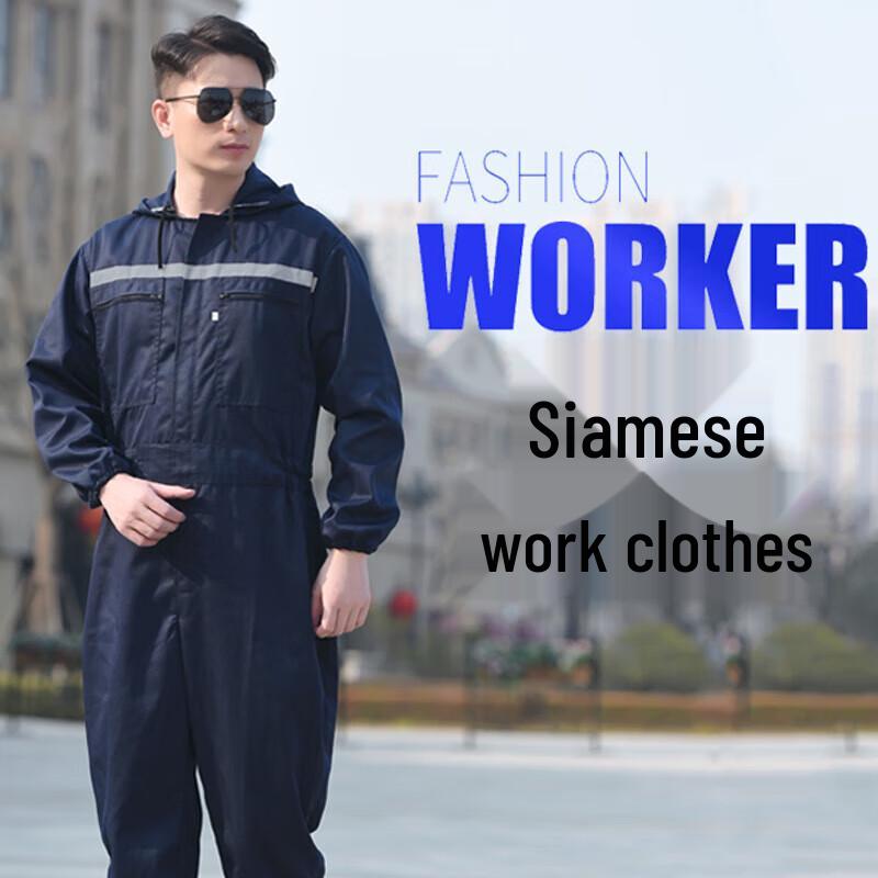 Unisex Reflective Hooded Long Sleeve Work Coverall 3XL