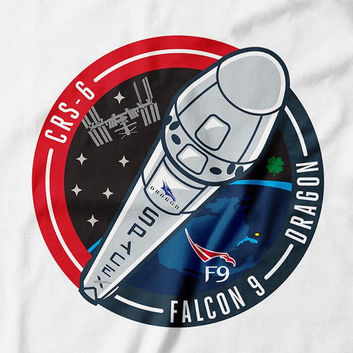 Футболка с эмблемой SpaceX Международной космической станции | Унисекс футболка миссии NASA CRS-6 S