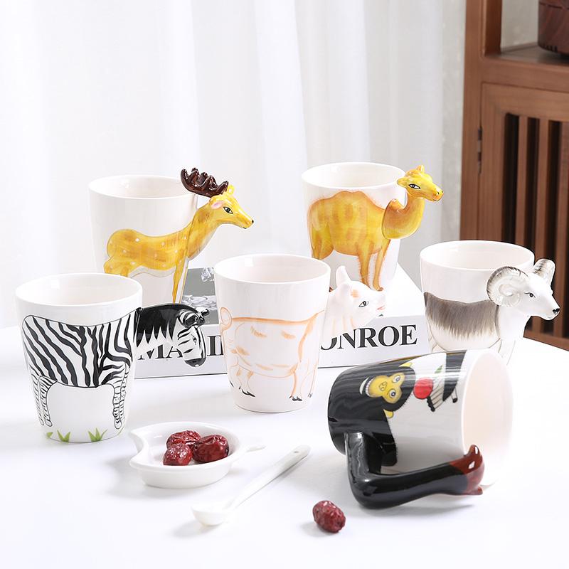 Giraffe Affe Zebra Keramik Wasserbecher 3D Niedliches Tier Kaffeetasse Büro Paar Becher Nachmittagstee Frühstück Milch Geschenk Heimdekor