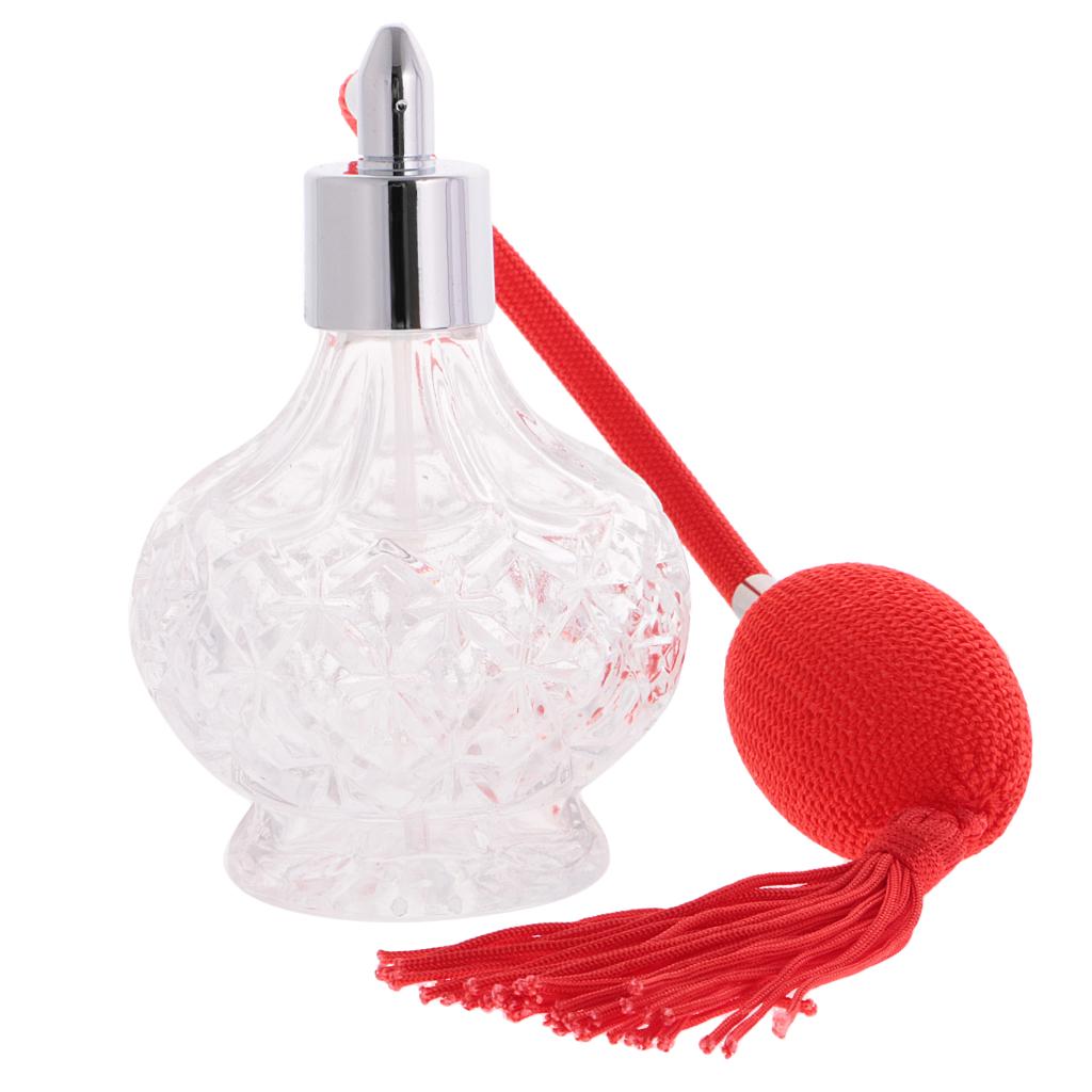 Vintage křišťálově čiré sklo Prázdná lahvička s vůní s dlouhým rozprašovačem Vonná pumpička Doplňitelná součást make-up Tool Lady Gift 100 ml