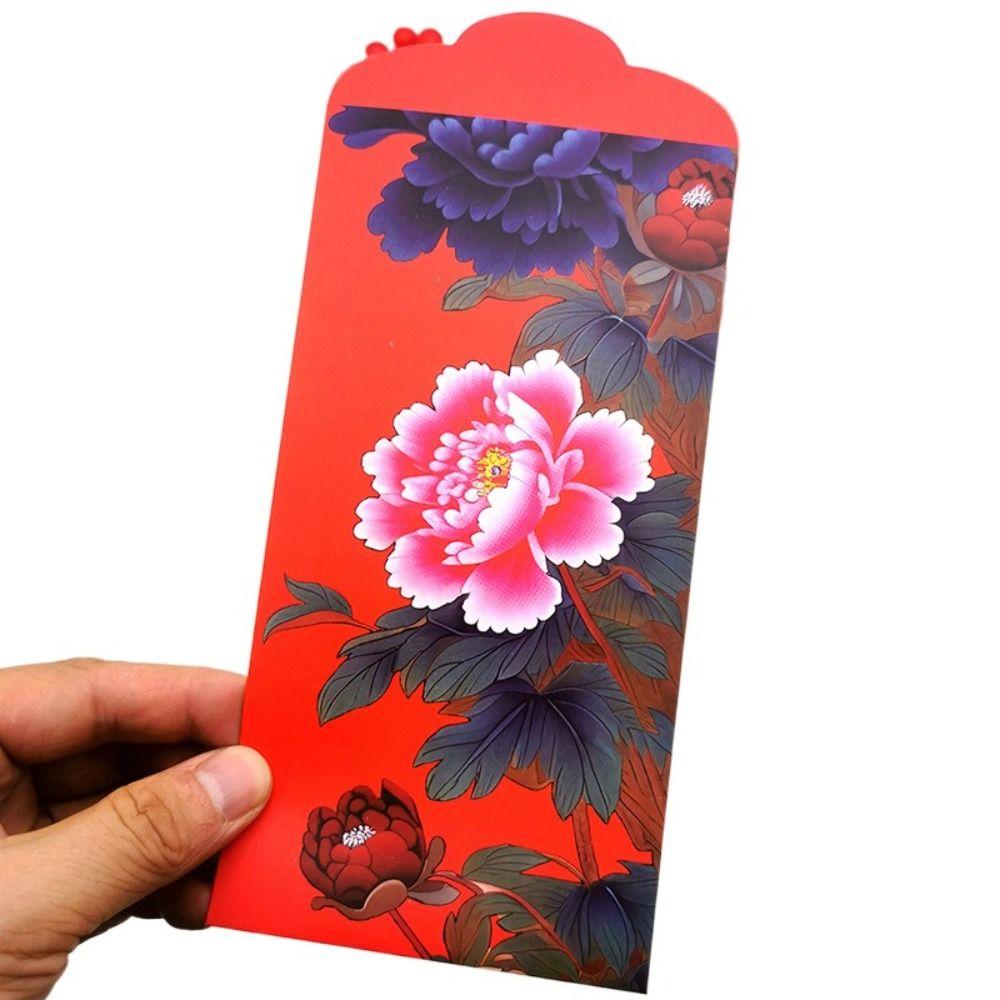 Happy New Year Spring Festival Red Envelopes Best Wishes Flower Blessing Bag Traditional Lucky Hong Bao Party Gifts