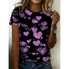 Summer Leopard Heart 3D Print T-Shirts Fashion Women's Round Neck Short Sleeve T Shirt Tees Harajuku Tops Female Clothing