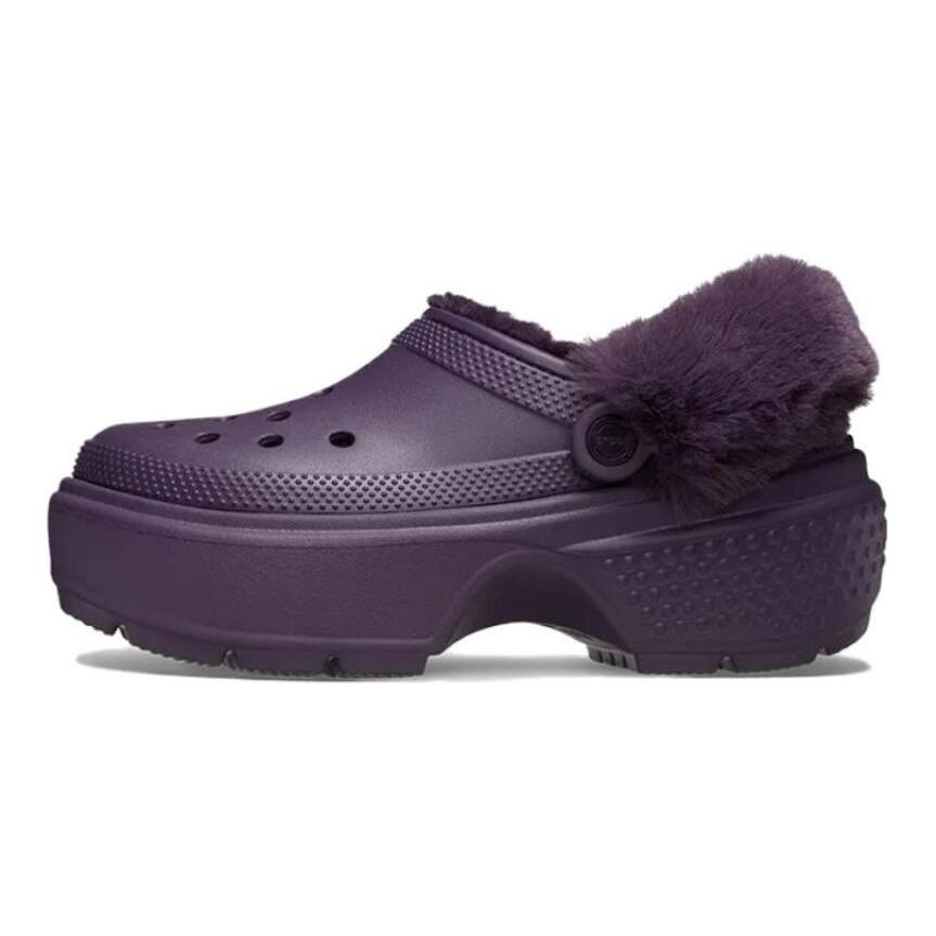 Crocs EVA Fashion Soft and Warm Hole Shoes Women's Deep Iris Purple The plush part is not removable
