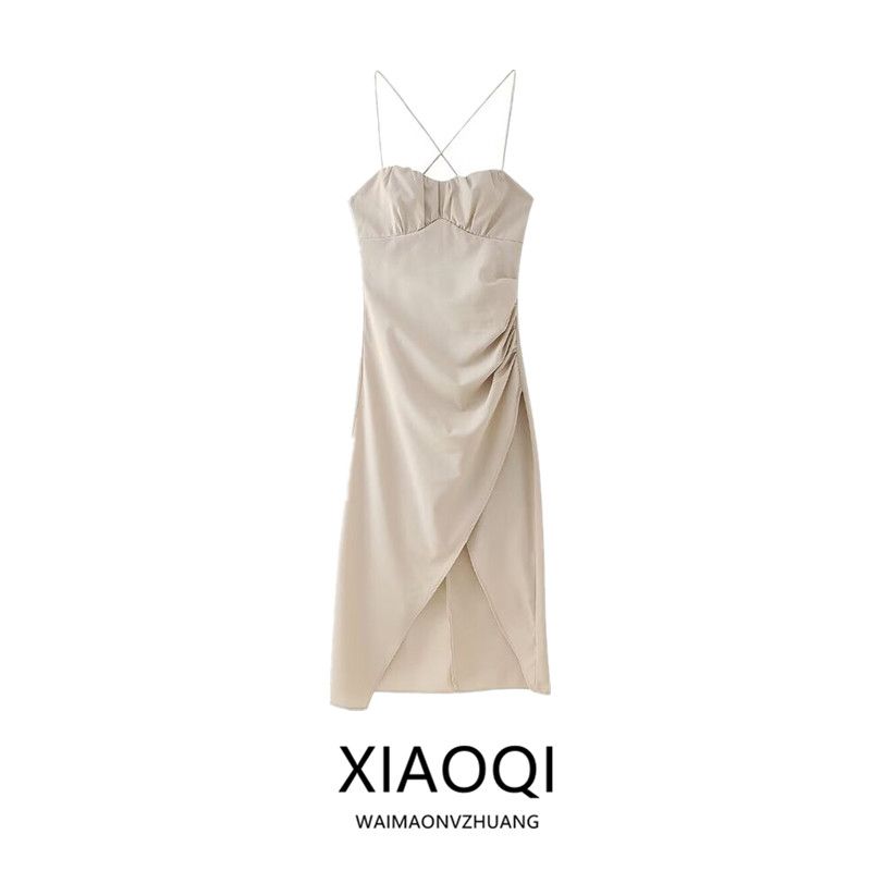 Fashion Style 2024 Summer New Women's Sling Stylish Linen Midi Skirt Dress 8741062 711