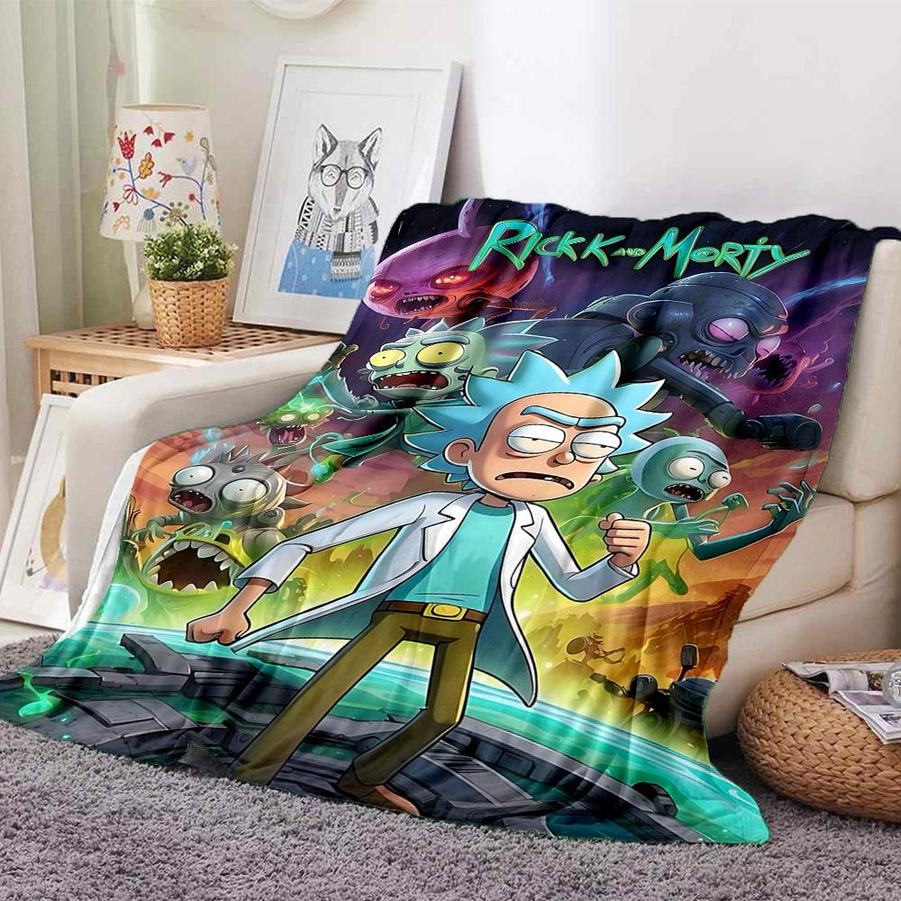 1pc Rick and Morty Blanket Lightweight Flannel Throw For Sofa, Bed, Travel, Livingroom, Office, Couch, Chair, And Bed