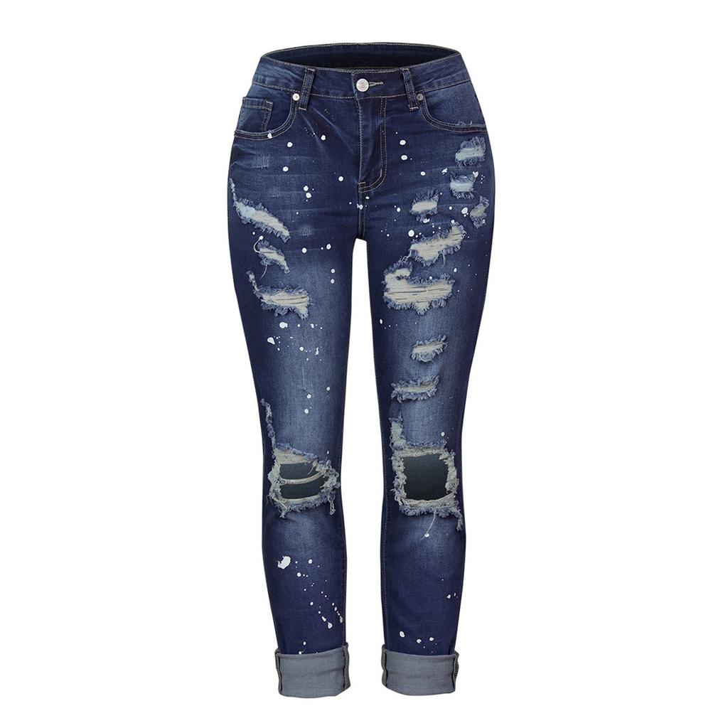 Women's Jeans Slim Hole Stretch Women's Jeans Trousers Women Pants