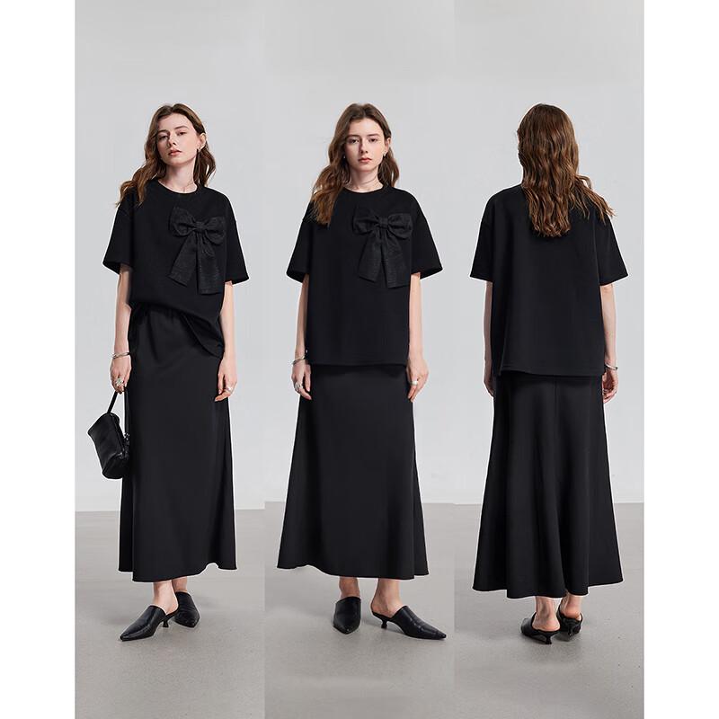 Women's Oversize Round Neck Bowknot T-Shirt