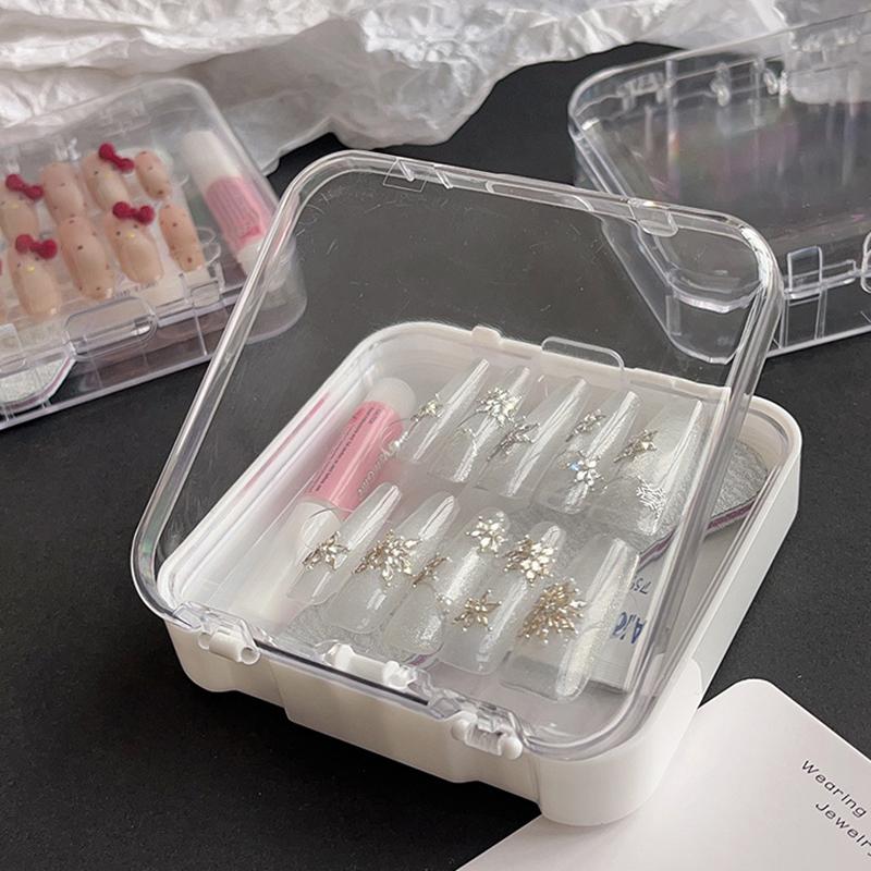 Empty Double Layer Nail Boxes For Packaging Square Shape Box  Nail Tips Press On Nail Packaging Case Small Business