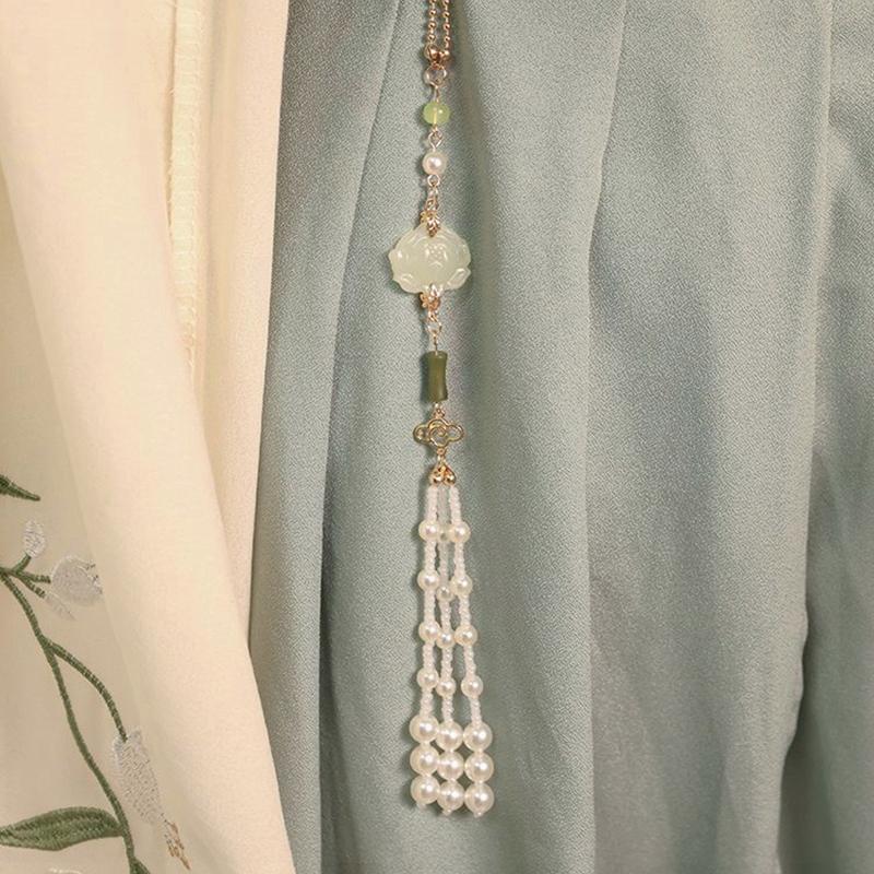 Imitationsperle Damen Hanfu Ornament Schmuck Langer Hängender Quaste Cheongsam Accessoires Legierung Cheongsam Gepresstes Revers