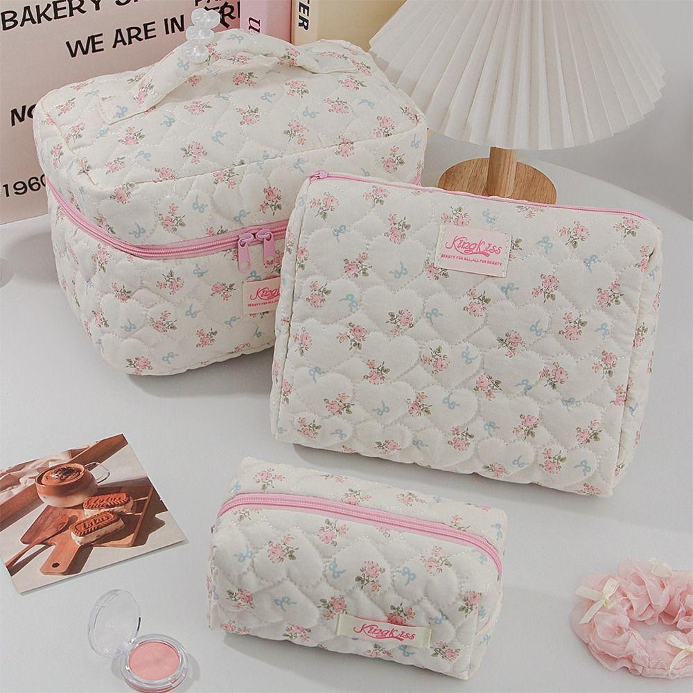 High Quality Bow-knot Floral Patterns Makeup Bag Large Capacity Storage Bag Toiletry Bag Home Travel