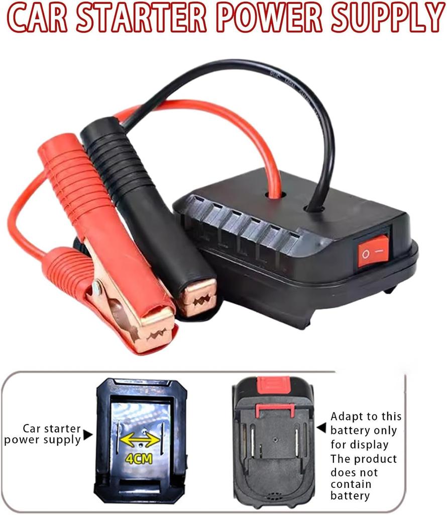 Car Start Starter, Safe 18-21V Portable, 3.15" Adapter Converter, Auto Jump Starter, Car