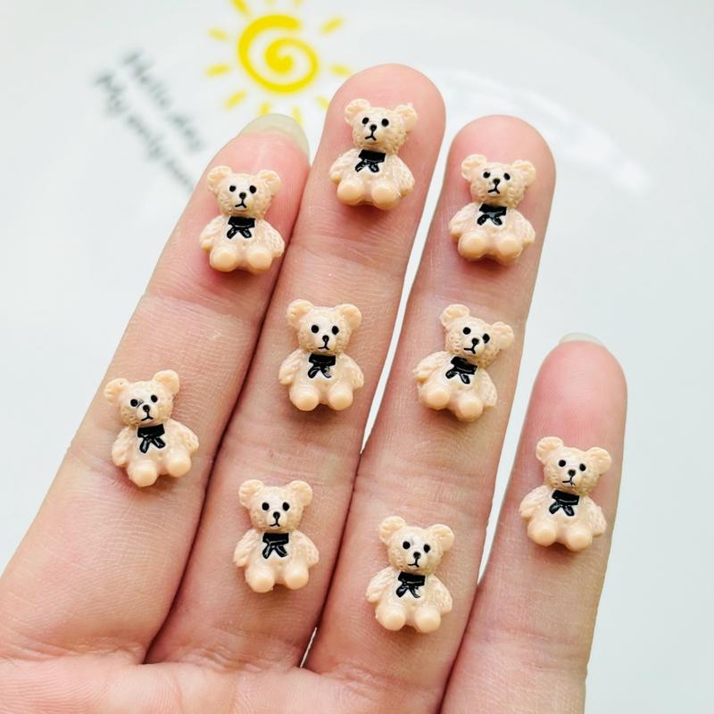 50 Pcs New Cartoon Coffee Color Little Bear Resin Flat Back Scrapbook Figurine Diy Bow Decor Manicure Accessories Crafts A41