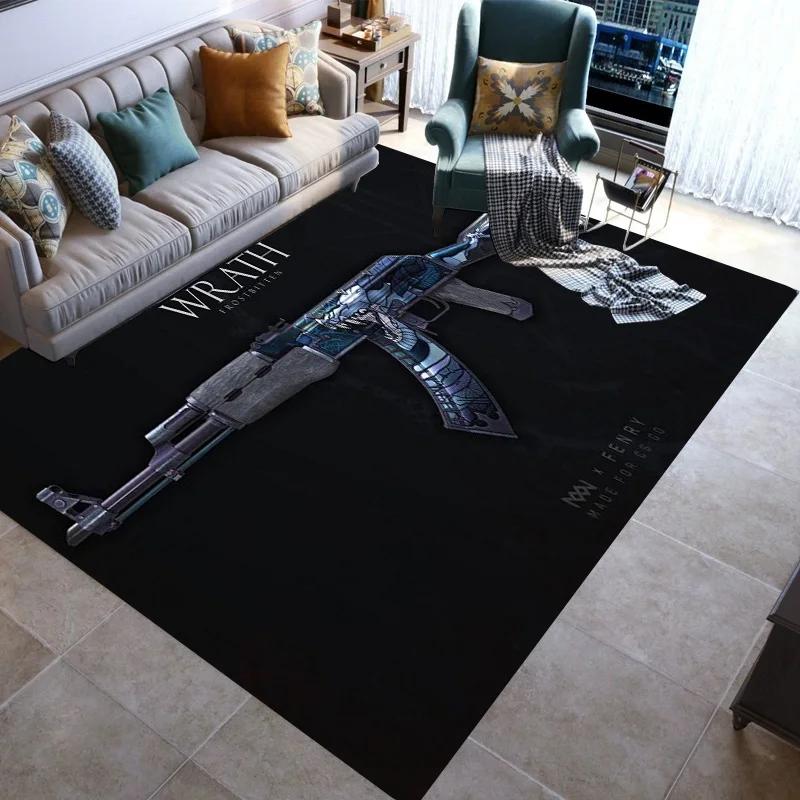 Retro Guns Pistol Ammunition Bullet Cartridge AK M4 Rug Carpet for Living Room Bedroom Decor Non-slip for Sofa Doormat Mat