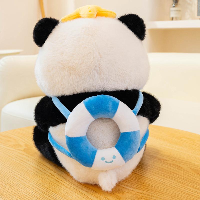 Cute Hamburger Backpack Panda Doll Creative Swimming Circle Red Panda Plush Toy Kids Ragdoll Gift