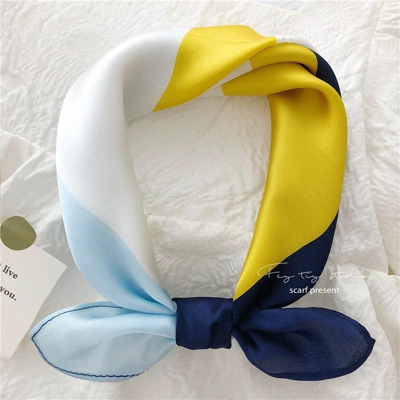 100% Pure Silk Square Scarf Women Lightweight Neck Wrap Floral Print 53x53cm
