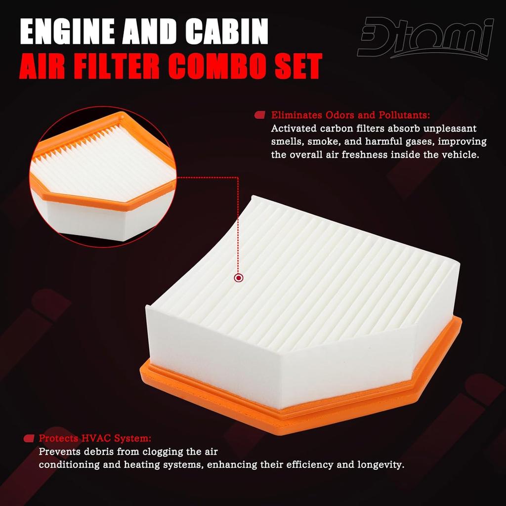 Engine Air Filter & Cabin Air Filter Combo Set Compatible With Nissan Vehicle Rogue 2.5L 1.5L Replace# 16546-6RA0A 27277-6RC0A 165466RA0A