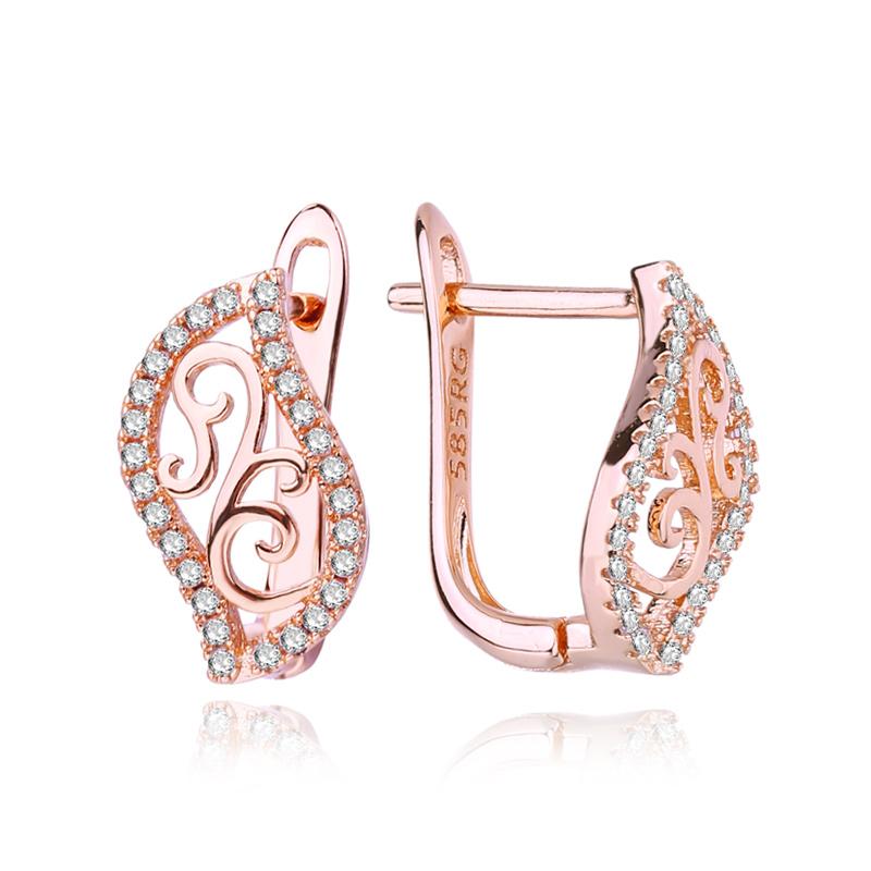 

MINTHA Цветочные серьги-клипсы, трендовые серьги цвета розового золота, свадебные повседневные модные украшения, серьги с полым цирконием для женщин, свадебные серьги A