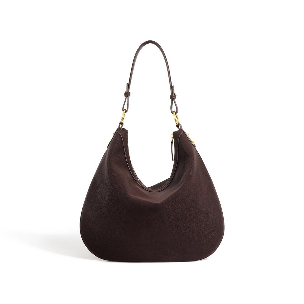 Niche design new retro texture cowhide bag underarm hand carry temperament casual lazy wind large capacity dumpling bag