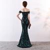 Off Shoulder Mermaid Evening Gown - Sparkly Slim Fit Party Dress for Women, Sexy Sequined Formal Dress, Wedding & Banquet Elegant Dress