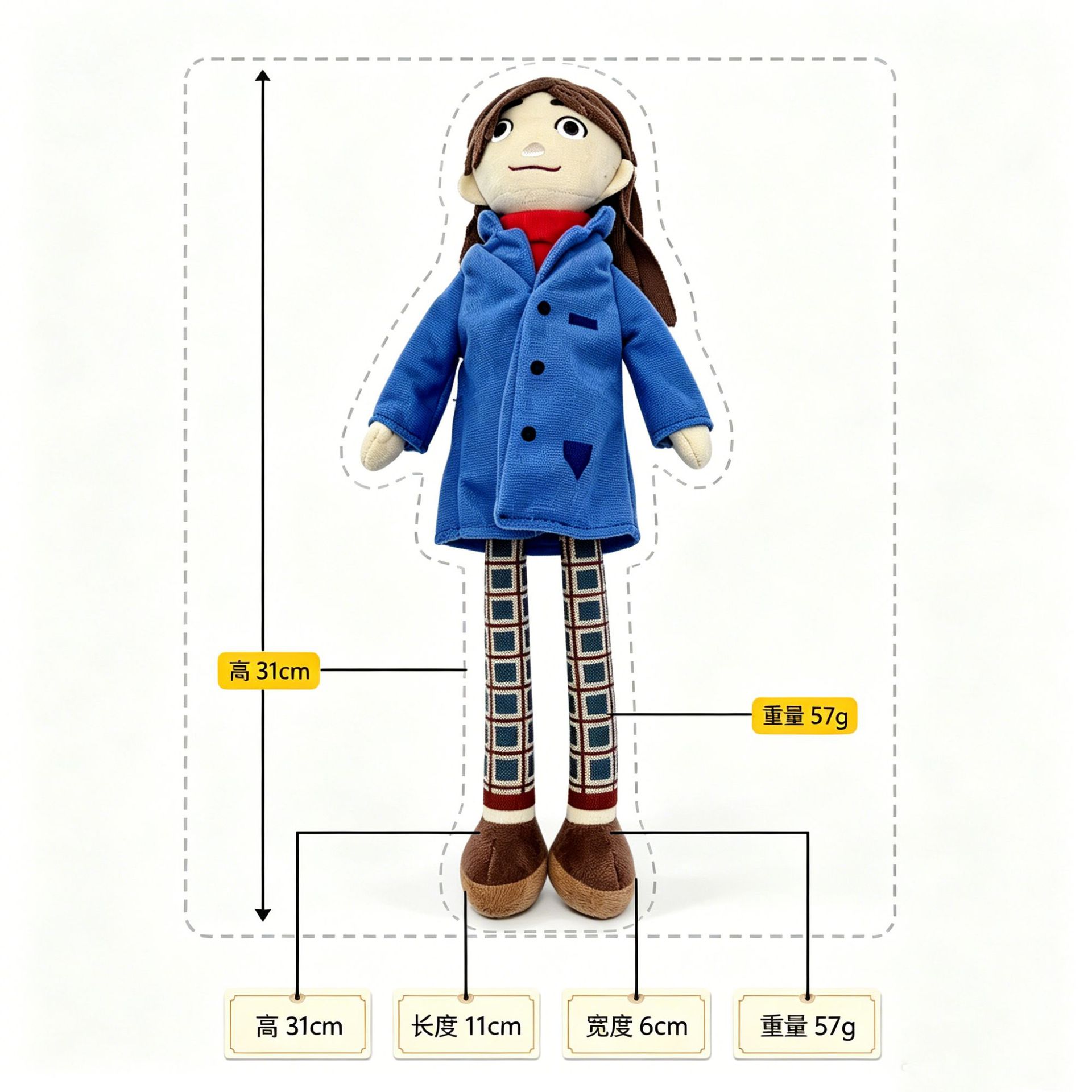 Wildwood Prue Mckeel Pluche Zacht Gevuld Kaalheid Adelaar Pop Laika Stop Motion Film Karakter Verzamelfiguur Cadeau Voor Fans blue