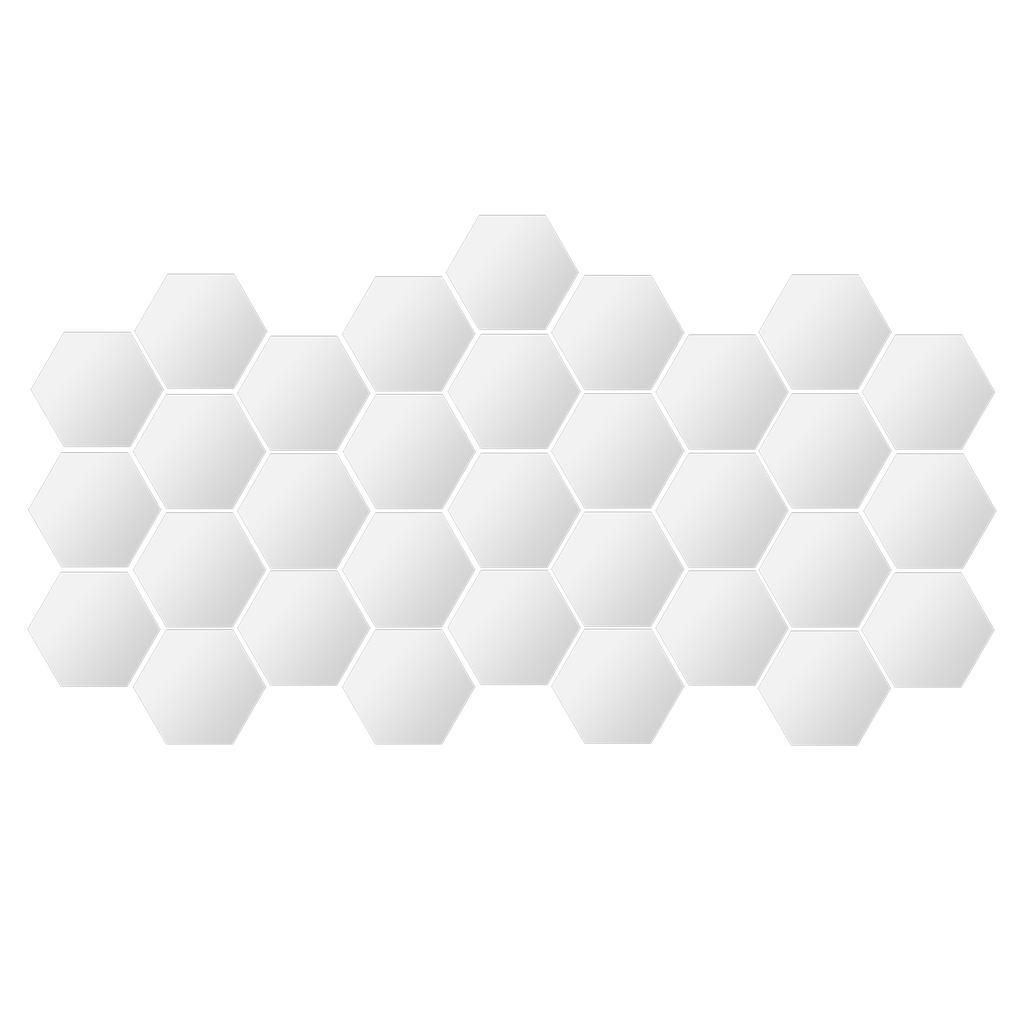 Spiegel Wandaufkleber Abnehmbare Hexagonale Aufkleber Heim Wohnzimmer Schlafzimmer Dekoration Silber 18x16x9.2cm (234 Stück Aufkleber) 32 Stück