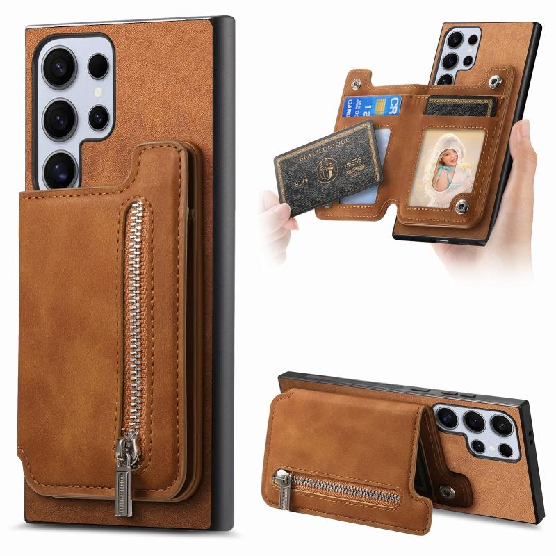 

Magnetic Leather Wallet Phone Case For Samsung Galaxy S25 Edge S24 Ultra S23 Plus A17 A07 A55 A35 A15 A54 A34 A56 A36 A16 Cover Samsung S23 коричневый