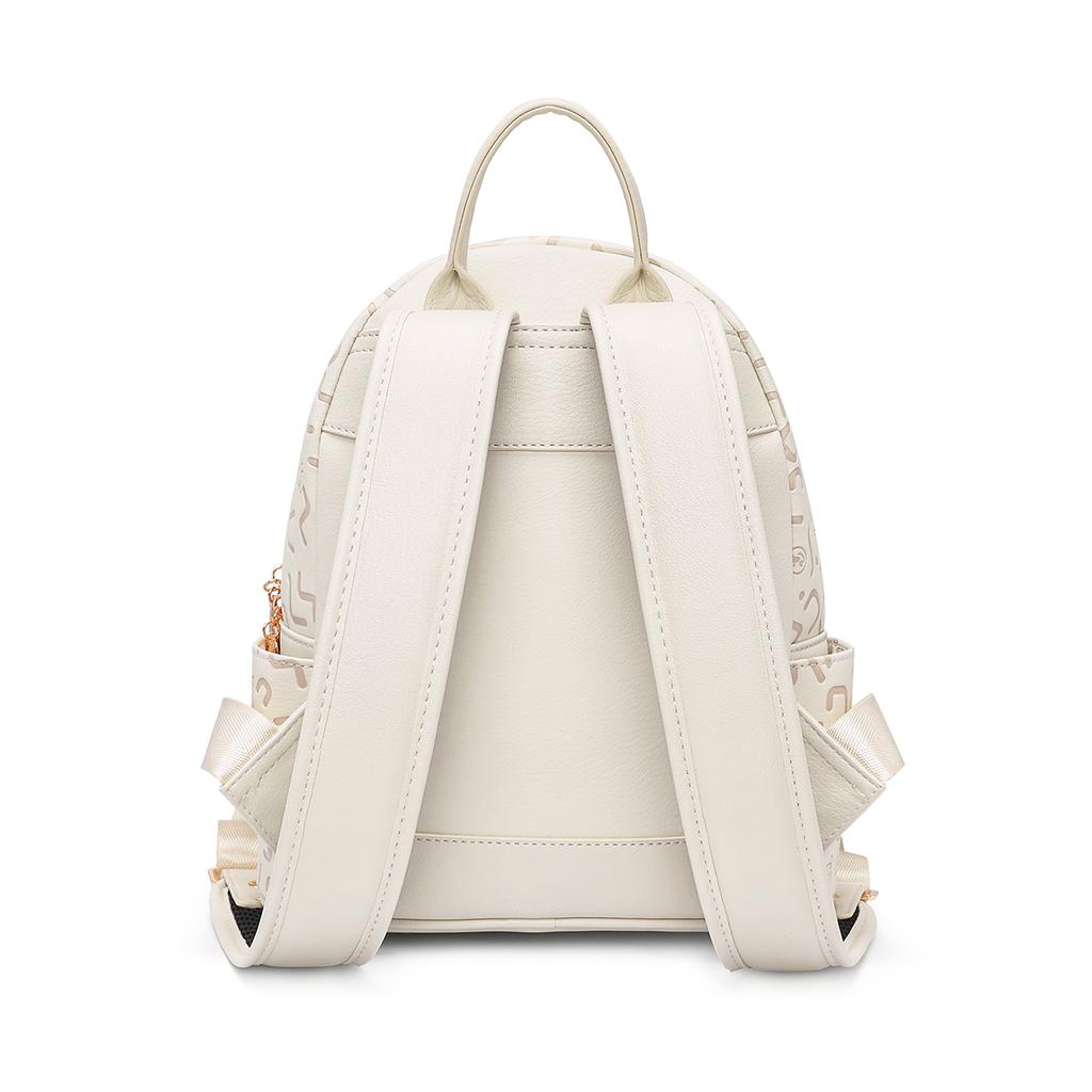 Disney Winnie The Pooh Vintage Fashion Exclusive Metal Nameplate Embossed Backpack Women Backpack Pink Beige DHF51742-C1