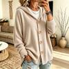 Camicia con Cappuccio in Velluto a Coste con Bottoni Felpa Giacca Autunno Inverno Cardigan Top Shacket