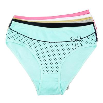 Calcinhas de Algodão de Cintura Média Tamanho Plus Roupa Íntima para Mulheres Calcinhas Fofas com Laço e Bolinhas Lingerie 6 Peças/conjunto