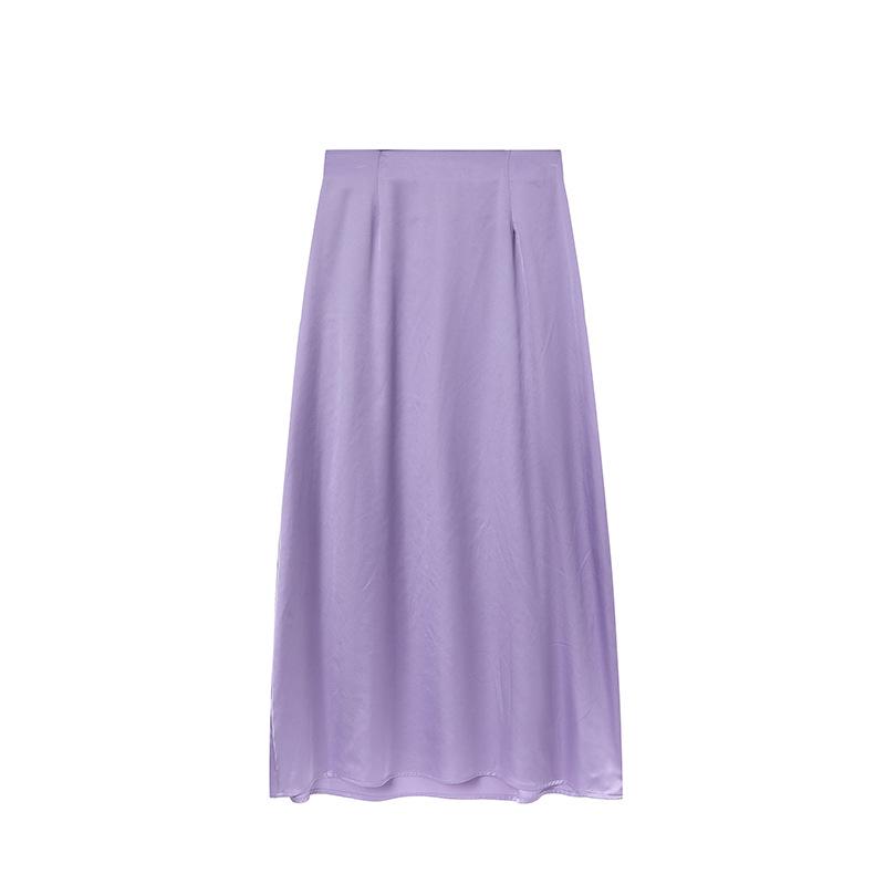 2024 Spring/Summer Women's Faux Silk Satin Bodycon Midi Skirt Casual European & American Style