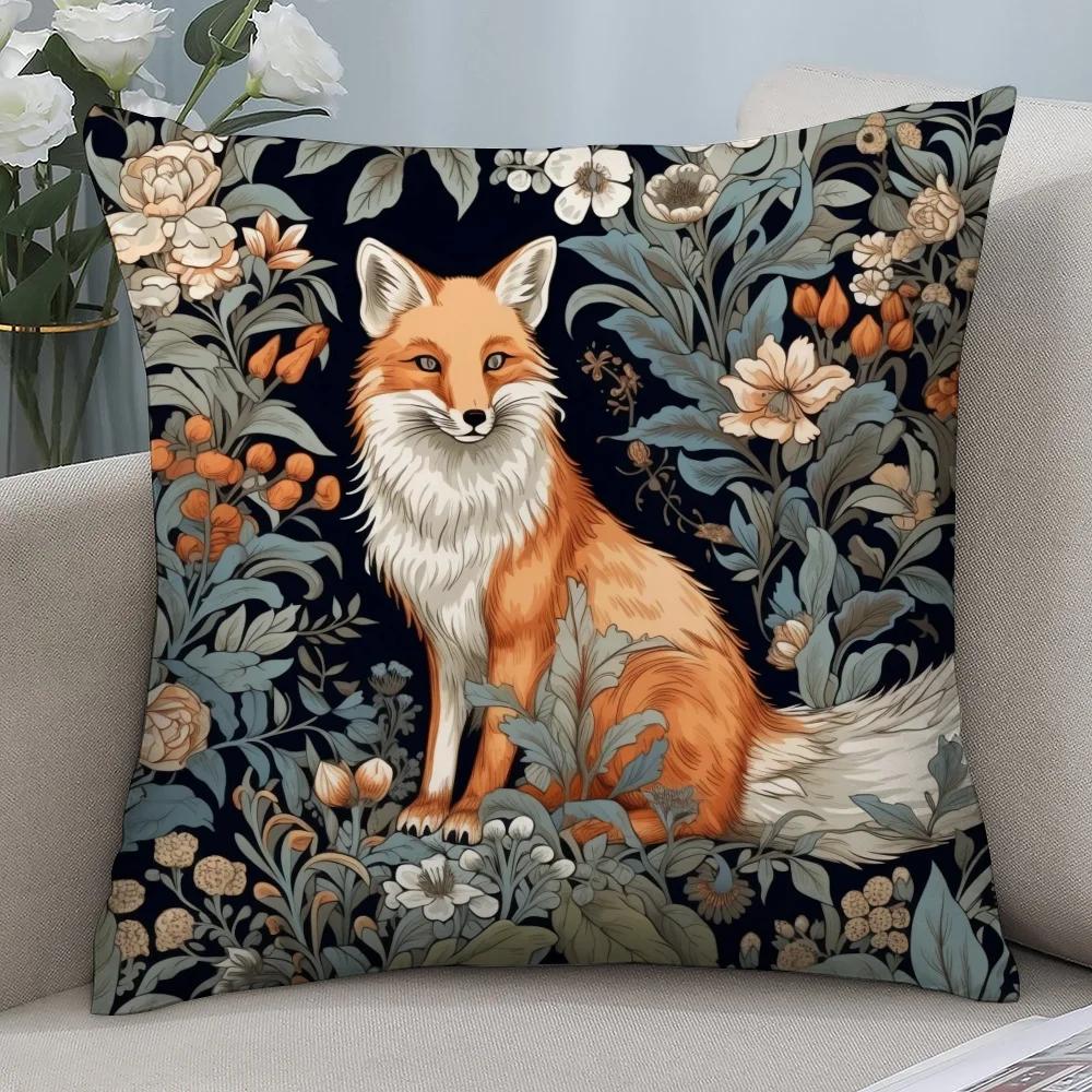 W-William M-Morris Art Fox Pillow Case Pillow Covers Sofa Decorative Gift Home Printing Cushion Cover