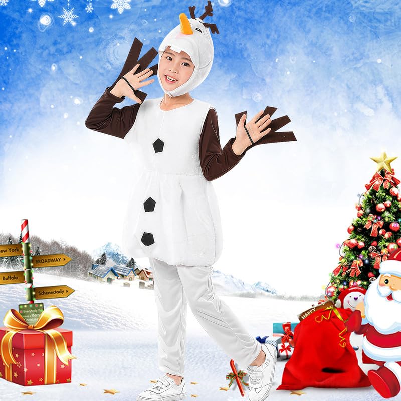 Maazusa Snowman Cosplay Kids' Pajamas Snowman Kigurumi Costume for Boys and Girls, Cute and Small, Perfect for Christmas, Stage Performances, and