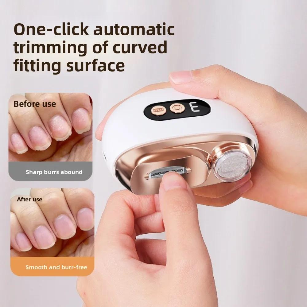 2 in 1 Electric Nail Trimmer with3 Speed Control Multifunctional Automatic Nail Clippers Anti-Pinch Design Automatic Polished