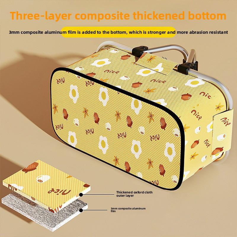 Insulated Foldable Picnic Basket with Lid Portable and Modern for Outdoor Use Large Capacity for Fruit and Vegetables