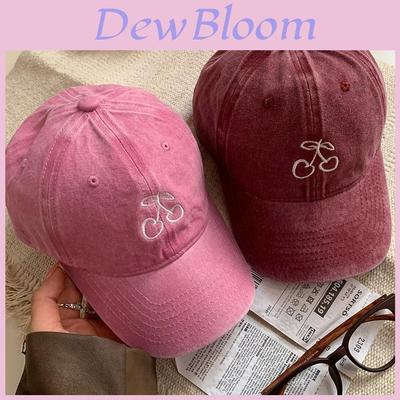 Stylish Cherry Embroidered Baseball Cap For Women Adjustable Soft Top Spring Fashion
