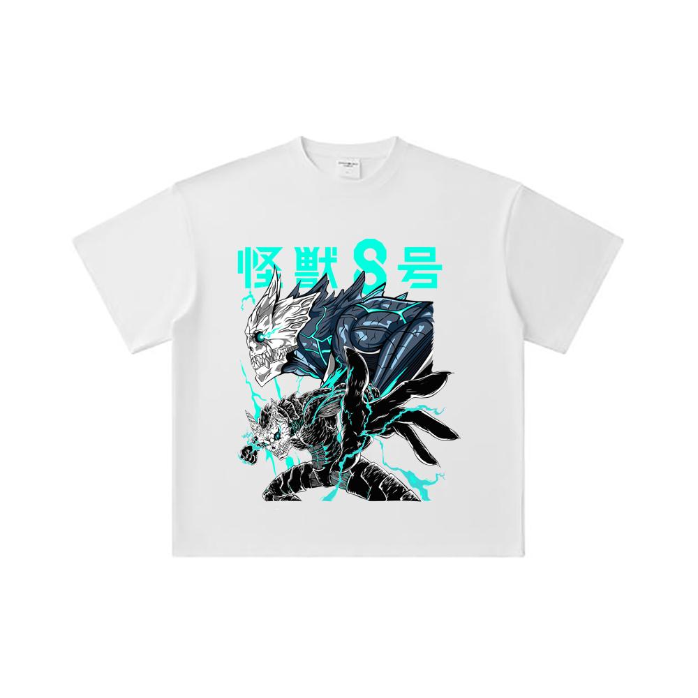 260 GSM Double Yarn 32 Count 100% Cotton Kaiju No 8 V4 Print Unisex Heavy Cotton T Shirt