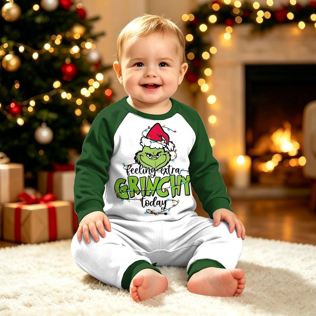 Family Matching Christmas Pajama Set Long Sleeve Round Neck Wear for Parents and Kids