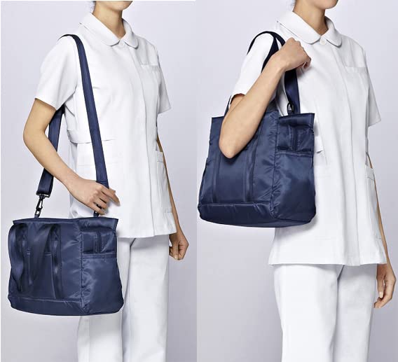 Anfamie Visiting Nurse Bag, House Call, Medical, Full Pockets, A4 Size, Home Care, 2-Way, Black