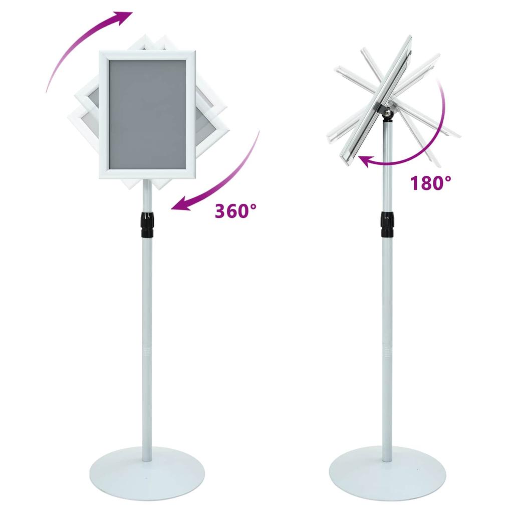 Podium Poster Stand Silver 33 X 33 X 123 Cm PVC and Steel