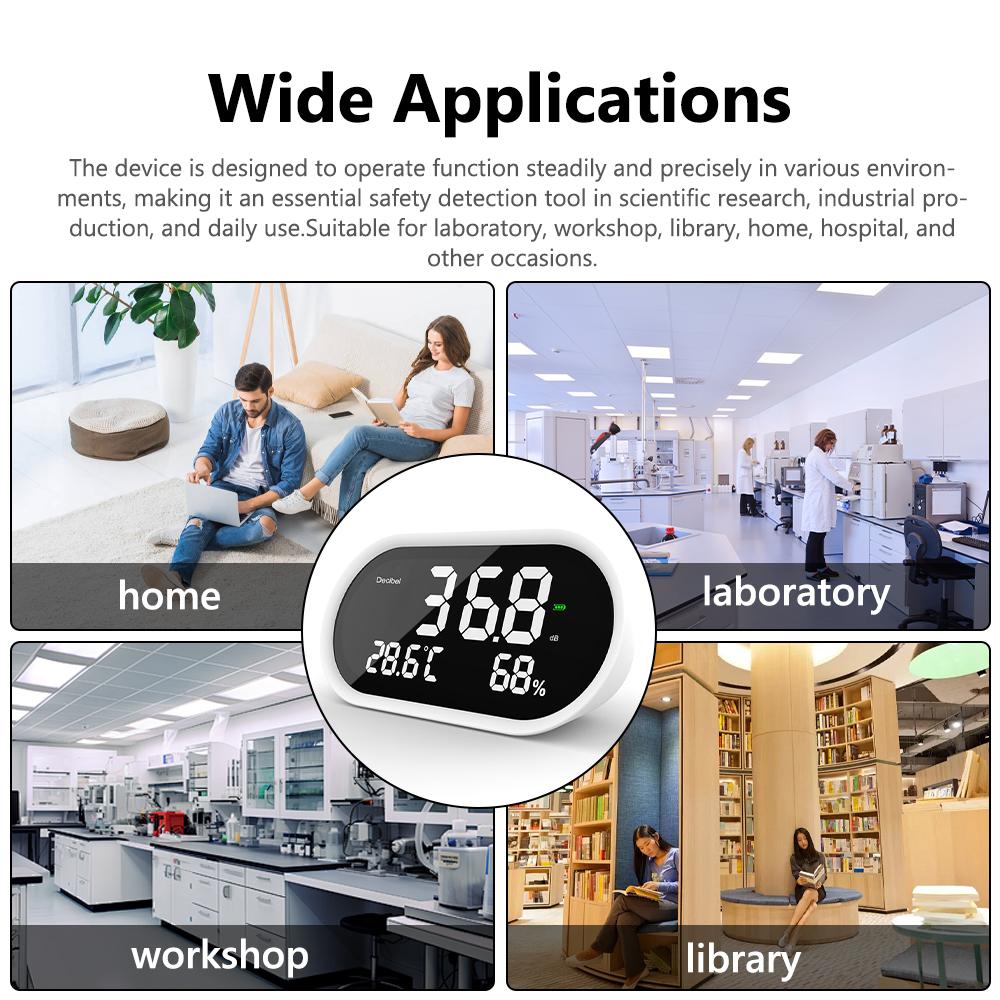 3in1 Comprehensive Ambient Temperature Humidity Noise Tester Digital Display Decibel Test Meter