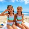 Girls Two Piece Swimsuit Set Gradient Print Sleeveless Crop Top and High Waist Bottoms Summer Beach Swimwear for Kids