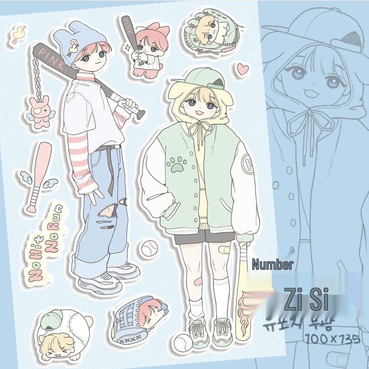 Korean Dopamine Girl Stickers - Cute Cartoon Characters for Guka Journal DIY