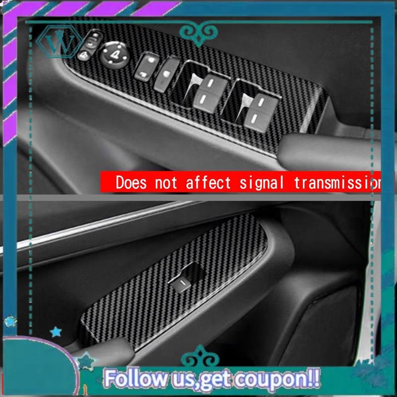 AA92-Carbon Fiber Window Glass Lift Button Trim Switch Cover Door Armrest Panel Sticker For Honda HRV HR-V Vezel   RHD