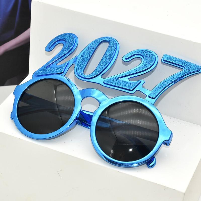 2027 Number Eyeglasses Happy New Year Glasses Diamond Glitter Sunglasses Cosplay Prop Xmas Party Decoration Funny Glasses