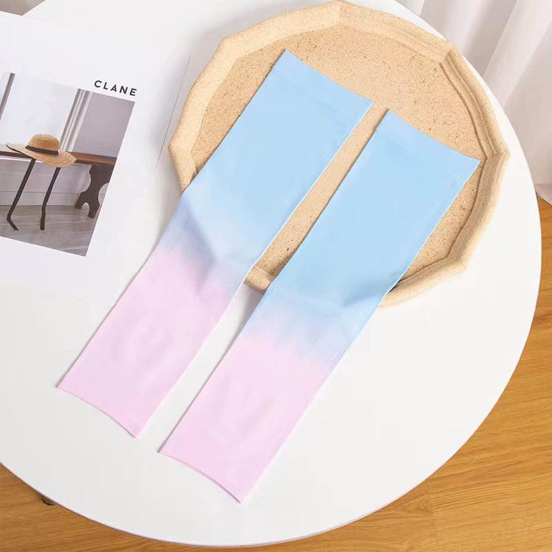 Gradient Ice Silk Cooling Arm Sleeves, UPF 50+ Sun Protection, Fingerless Arm Covers for Women, for Driving, Cycling, Outdoor Sports, Summer
