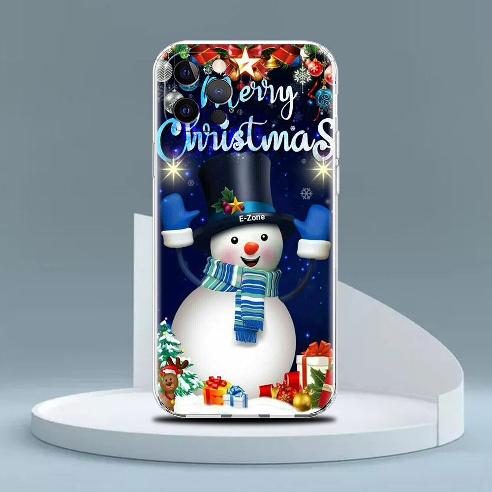 Cartoon Snowman Christmas Clear Case For Apple iPhone 13 11 14 12 Pro 7 8 Plus XR X XS Max 6 6S 13Pro Silicone Phone Cover