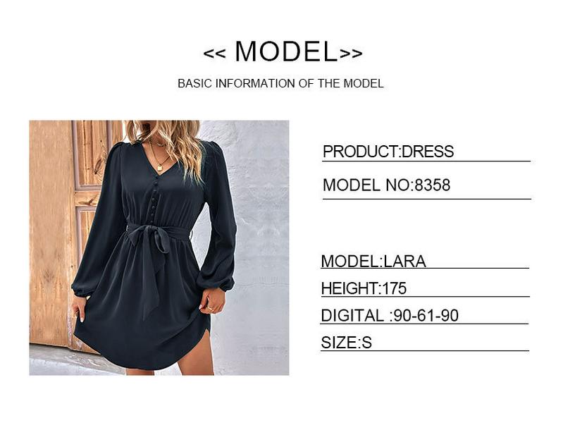 Robe 2025 Printemps Femme Manches Bouffantes à Lacets – Style Européen & Américain