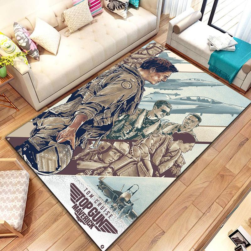 Classic Movie Top Gun Sign Tom Cruise Carpet Rug for Home Living Room Bedroom Sofa Doormat Decor,kid Area Rug Non-slip Floor Mat