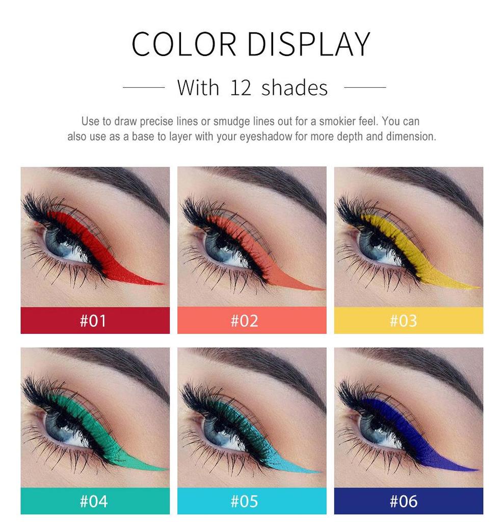 Handaiyan 12-teiliges schnelltrocknendes, wischfestes mattes farbiges Flüssig-Eyeliner-Set