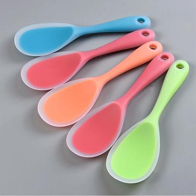 2/4Pcs No-Stick Silicone Rice Spoon Heat Resistant Silicone Rice Paddle Food Rice Shovel Cooking Supplies Soft Rice Server Tools